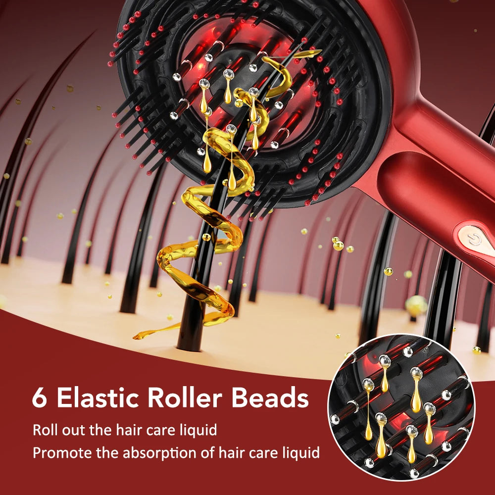 Electric Hair Scalp Massager Comb 3-Mode with Red LED Light Grab-Knead Technology for Hair Growth And Essence Oil Nourishment