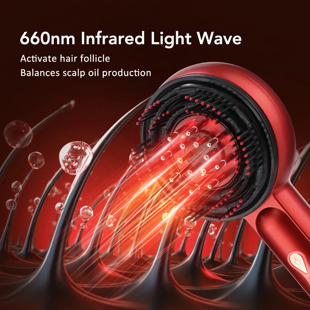 Electric Hair Scalp Massager Comb 3-Mode with Red LED Light Grab-Knead Technology for Hair Growth And Essence Oil Nourishment