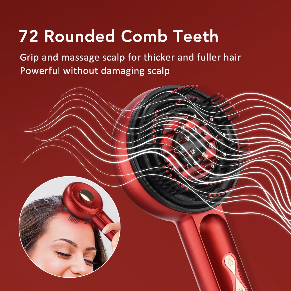 Electric Hair Scalp Massager Comb 3-Mode with Red LED Light Grab-Knead Technology for Hair Growth And Essence Oil Nourishment